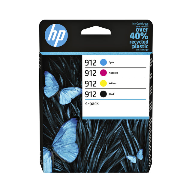 HP 912 6ZC74AE 4-in-1 set zwart + 3 kleuren inktcartridges