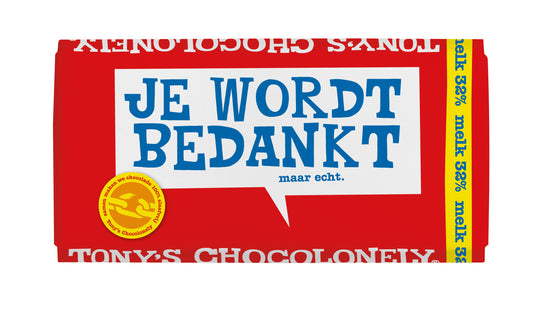 Tony's Chocolonely Melk Bedankt Reep 180g