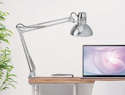 Bureaulamp MAUL Study met tafelklem chroom - 2