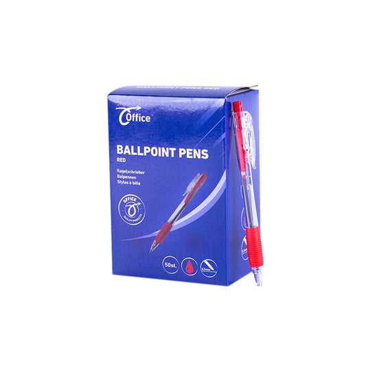 Office Click Balpen Rood met Rubber Grip