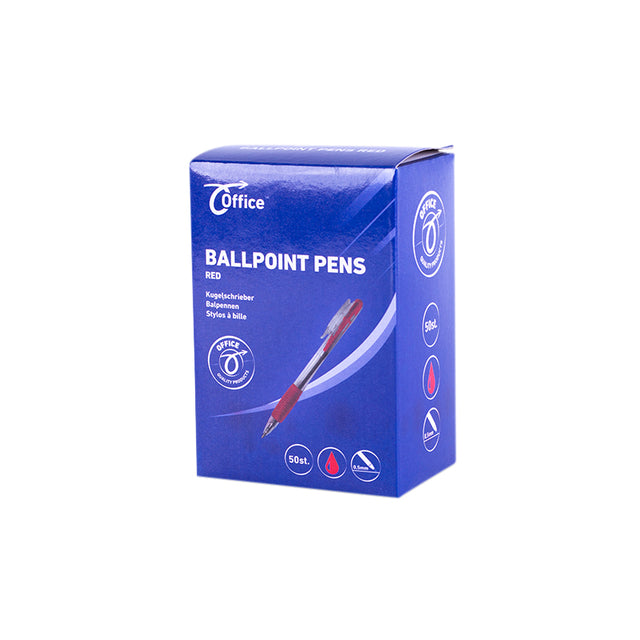 Office Click Balpen Rood met Rubber Grip - 4