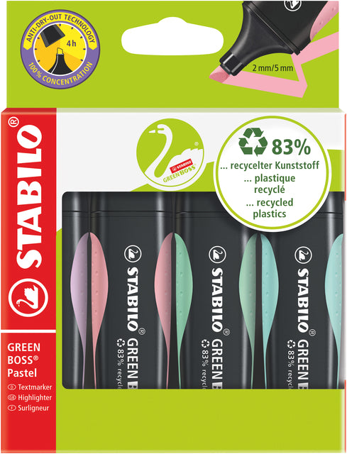 Stabilo Green Boss Pastel Set 4 Stuks