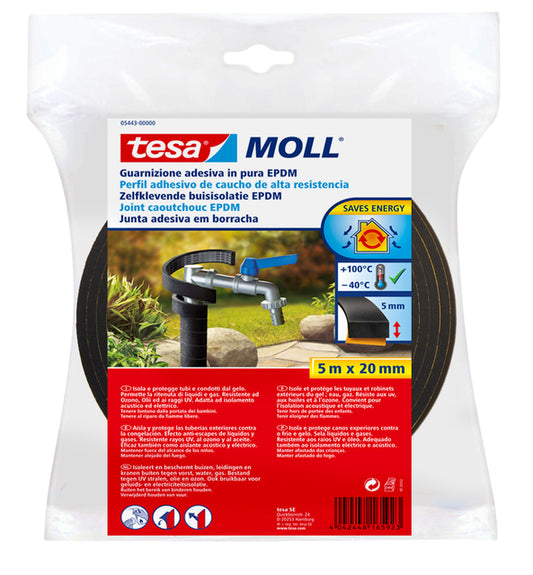 Buisisolatie Tesamoll zelfklevend 5mx20mm zwart