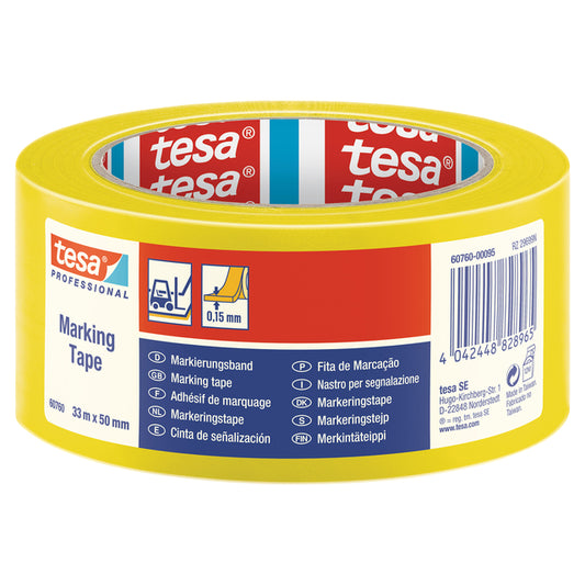 Tesa Markeringstape PVC 50mmx33m Geel, veiligheidskleur