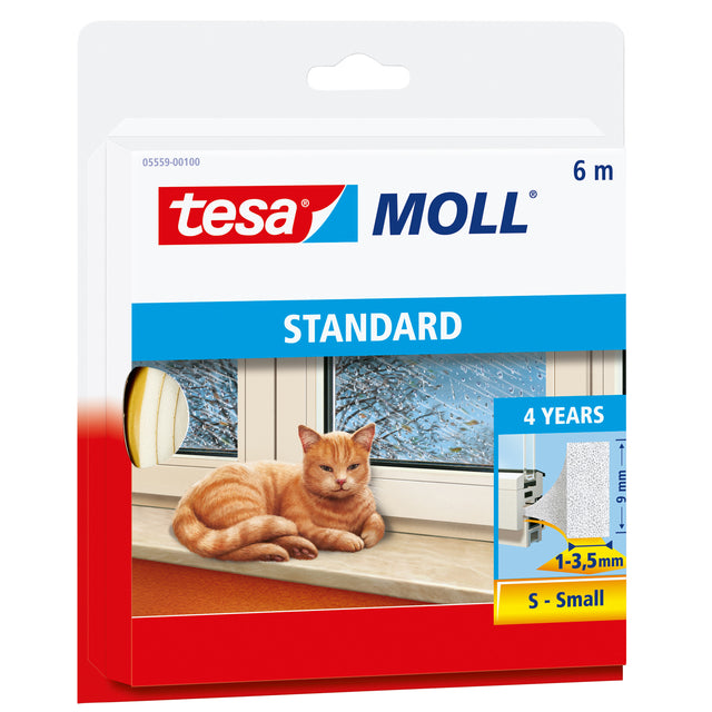 Zelfklevende Tochtstrip Tesamoll I-Profiel 6m x 9mm Wit