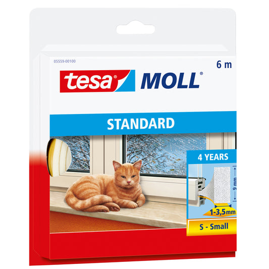 Zelfklevende Tochtstrip Tesamoll I-Profiel 6m x 9mm Wit