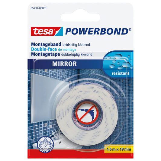 Montagetape tesa Powerbond Spiegel Dubbelzijdig 1,5m x 19mm