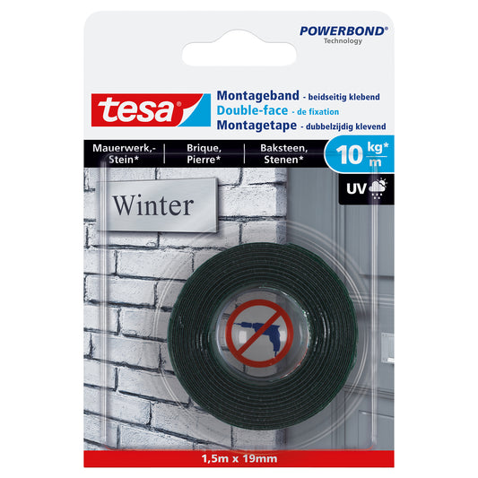 tesa bakstenen montagetape 1.5mx19mm, voor buitengebruik