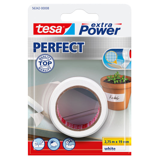 Reparatietape tesa Perfect 2.75mx19mm wit, textielversterkt