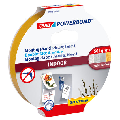 Indoor montageband tesa Powerbond, 5 m x 19 mm, Wit