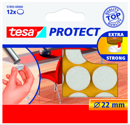 Beschermvilt tesa anti-kras Ø22mm wit, 12 stuks