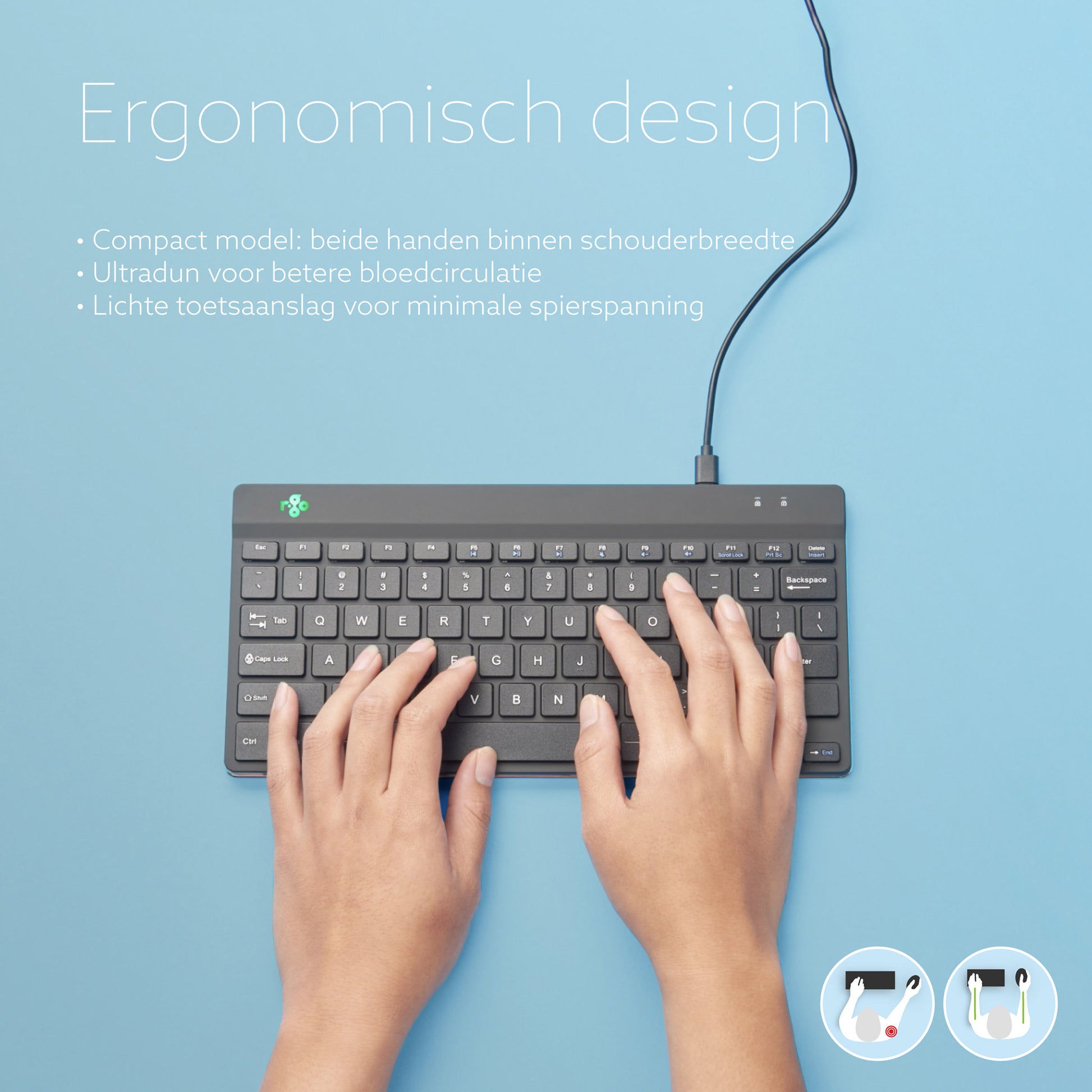 R-Go Ergonomisch Compact Break QWERTY Toetsenbord met Pauzesignalen - 3