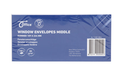 Envelop Office 109x224mm EA6 80g/m² met venster en gegomde sluiting - 2