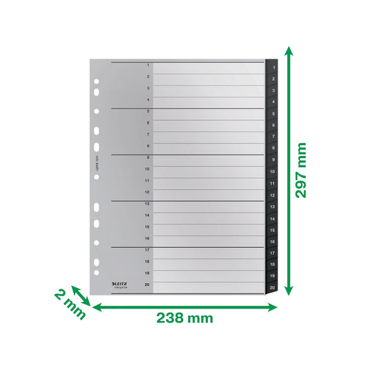 Leitz Recycle A4 1-20 Extra Brede PP Index, Milieuvriendelijk