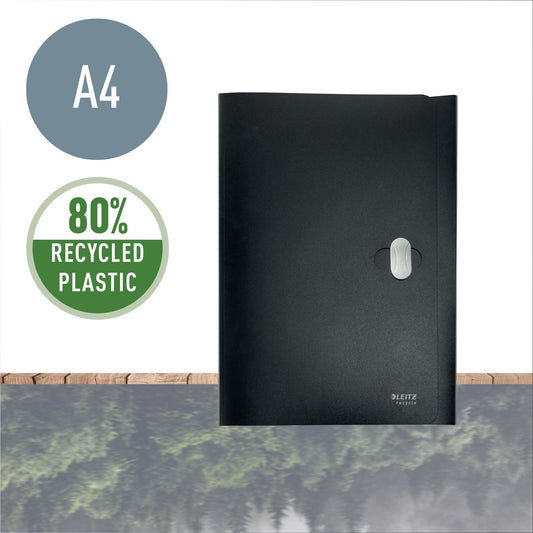 Dossiermap Leitz Recycle A4 3-kleps, zwart, 80% gerecycled plastic