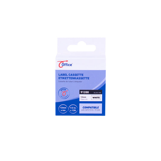 Office Paper Zwart/Wit Labeltape 4 meter, Compatibel
