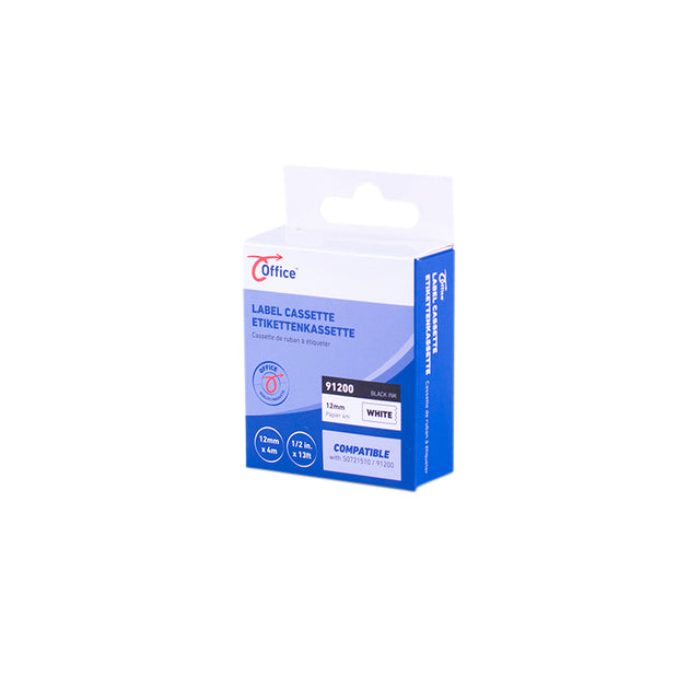 Office Paper Zwart/Wit Labeltape 4 meter, Compatibel - 2