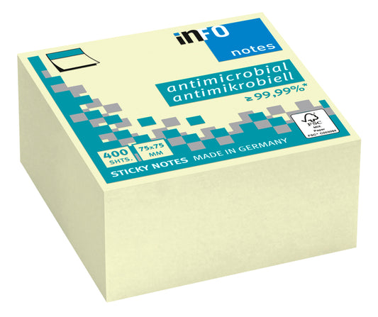 Antimicrobiële Sticky Notes 75x75mm Geel, 400 Vel