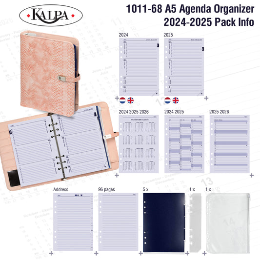 Kalpa A5 Organizer incl. ag24-25 7d/2p croco roze