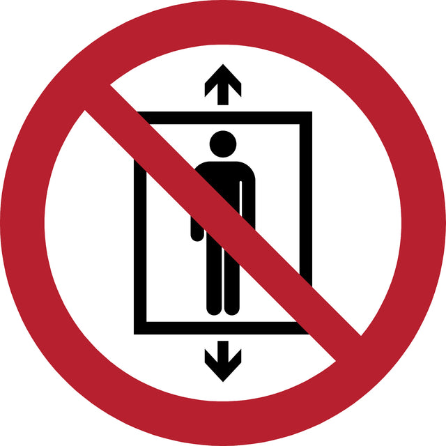 Pictogram Verboden voor Personen in Lift ISO 7010 Ø 200mm Rood-Wit