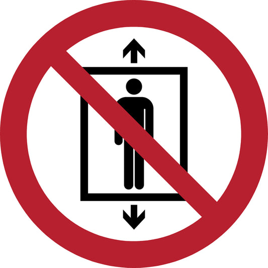 Pictogram Verboden voor Personen in Lift ISO 7010 Ø 200mm Rood-Wit