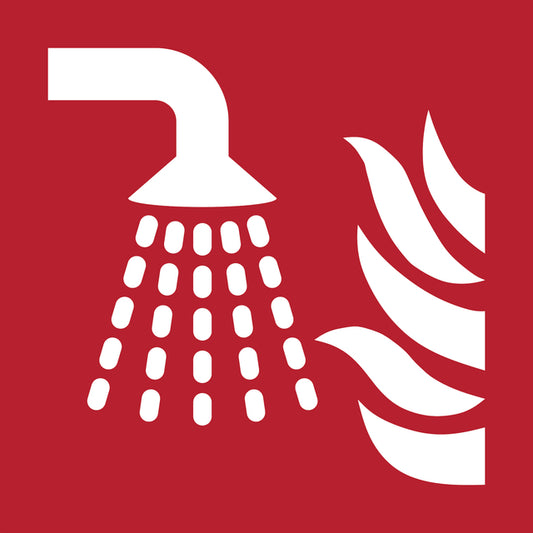 Pictogrambordje Sprinklerinstallatie Rood-Wit 200x200 mm ISO 7010