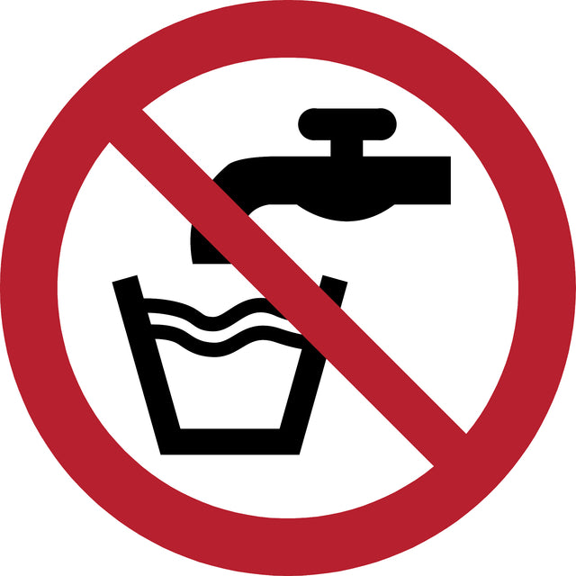 Pictogram Geen Drinkwater Ø 200 mm ISO 7010 rood-wit