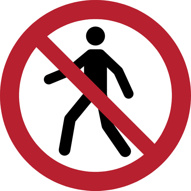 Pictogram Geen Toegang voor Voetgangers ISO 7010 Ø 200mm Rood-Wit