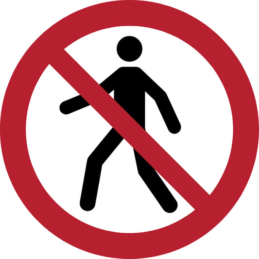 Pictogram Geen Toegang voor Voetgangers ISO 7010 Ø 200mm Rood-Wit