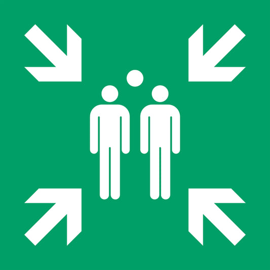 Pictogram Verzamelplaats ISO 7010 200x200 mm Groen-Wit