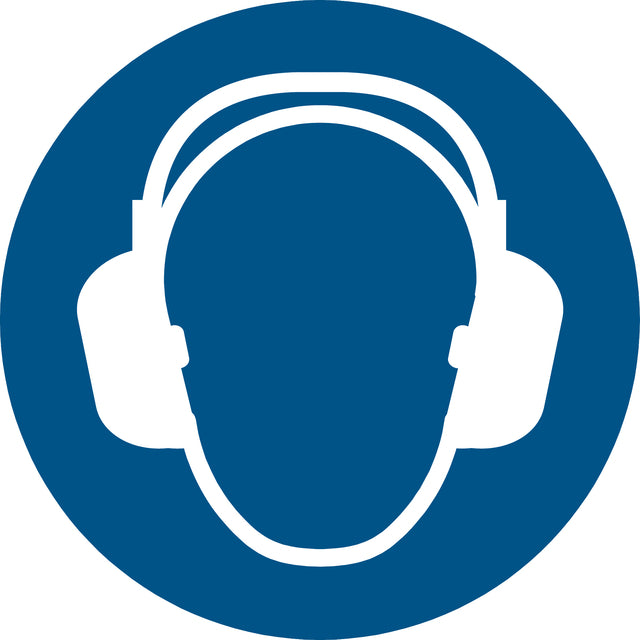 Pictogram Verplichte Gehoorbescherming ISO 7010 Ø 200mm Blauw-Wit