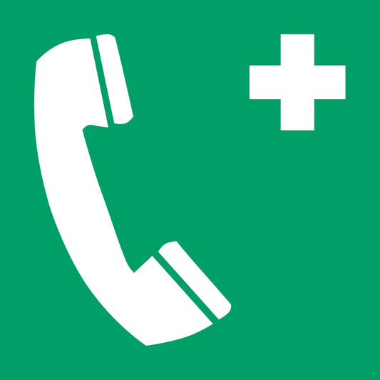 Pictogram Noodtelefoon 200x200 mm ISO 7010 groen-wit