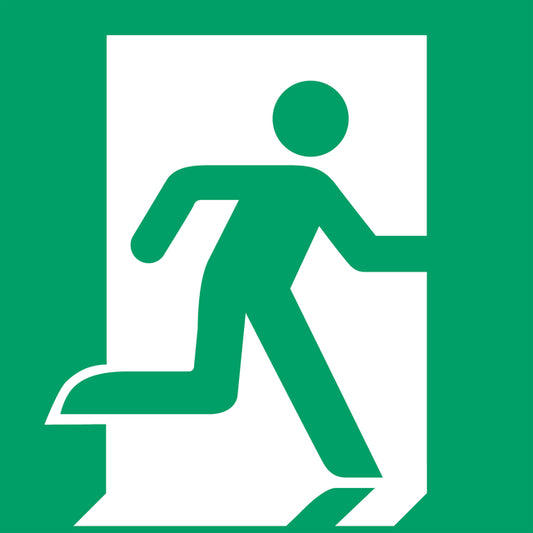Pictogram Nooduitgang Rechts ISO 7010 200x200 mm Groen-Wit