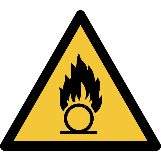 Oxiderende Stoffen Pictogram ISO 7010 Geel-Zwart 200x176 mm