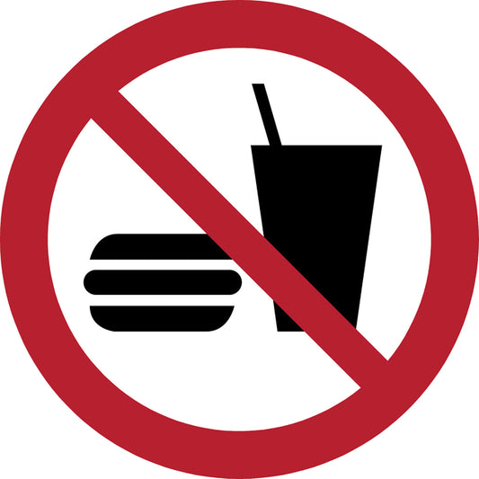 Pictogram Verboden Eten en Drinken ISO 7010 Ø 200mm Rood-Wit