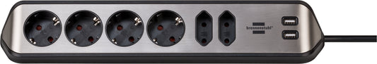 Stekkerdoos Brennenstuhl Estilo 6-voudig met USB en 2m kabel