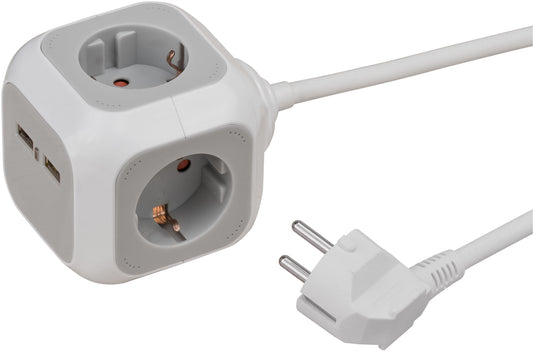Stekkerblok Brennenstuhl 4-voudig met USB en 1,4m kabel