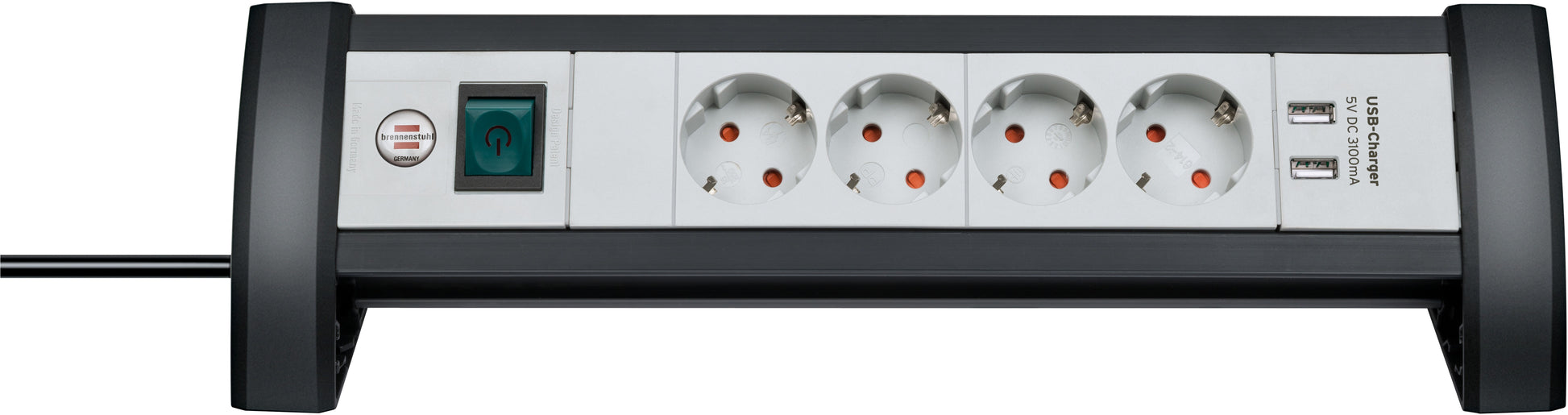 Brennenstuhl Premium 4-voudige desktop stekkerdoos met USB en schakelaar