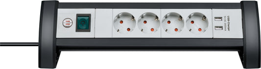 Brennenstuhl Premium 4-voudige desktop stekkerdoos met USB en schakelaar