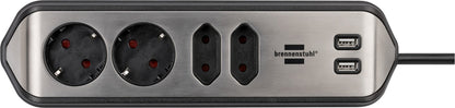 Brennenstuhl Estilo 4-voudige USB Stekkerdoos 2m Zwart