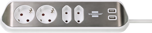 Stekkerdoos Brennenstuhl Estilo 4-voudig USB 2m wit