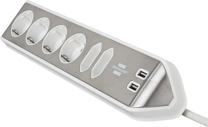 Brennenstuhl Estilo 6-voudige stekkerdoos met USB en 2 meter kabel