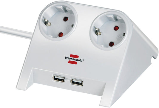 Brennenstuhl 2-voudige USB Stekkerdoos met 1,8m Kabel, Wit