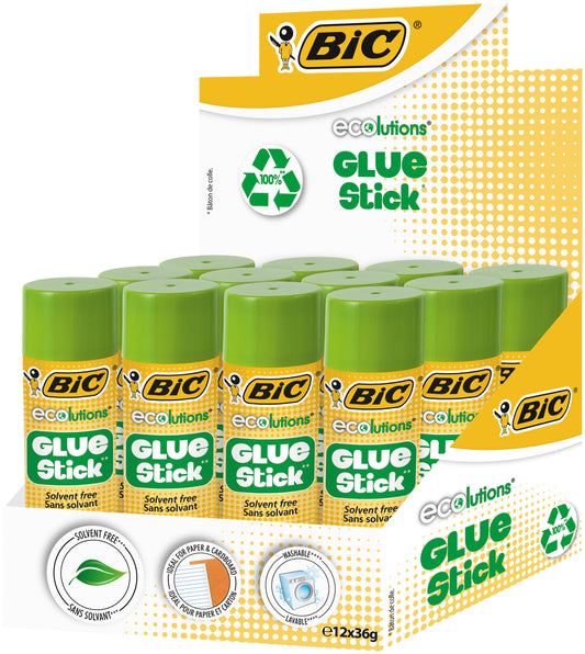 BIC ECOlutions lijmsticks 36g, 12 stuks, milieuvriendelijk