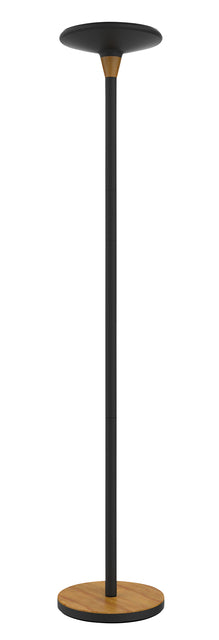 Vloerlamp Unilux Baly LED bamboe zwart met indirecte verlichting