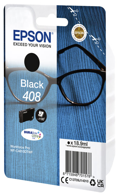 Epson T09J140 408 Zwart Inktcartridge - Origineel, tot 1100 pagina's