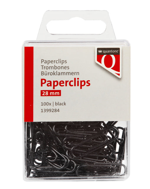 Paperclip Quantore 28mm Zwart, 100 stuks