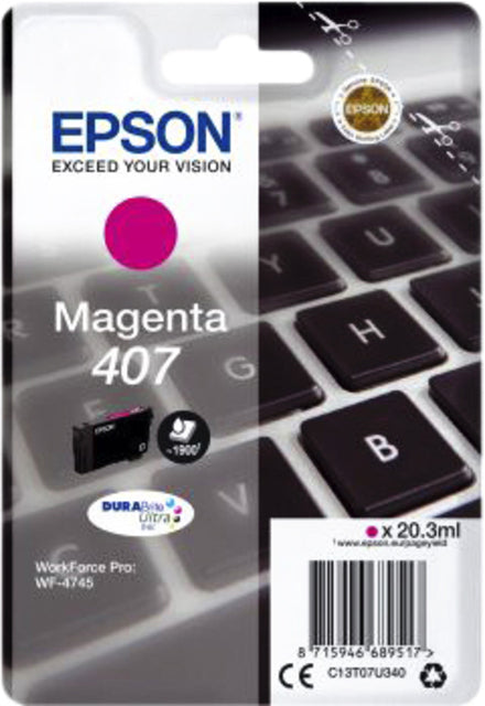 Epson 407 T07U340 Rood Inktcartridge voor Epson printers