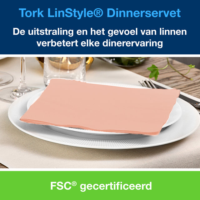 Koraal dinerservet Tork LinStyle 39x39cm, 50 stuks - 2