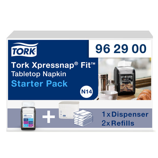 Startpakket Tork Xpressnap servetdispenser N14 zwart inclusief vullingen